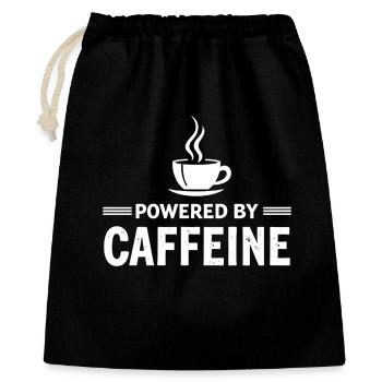 Powered By Caffeine Kaffee Spruch Energie - Geschenkbeutel aus Baumwolle (40 x 50 cm) - Schwarz - Vorne