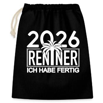 2026 Renner Palmendesign - Geschenkbeutel aus Baumwolle (40 x 50 cm) - Schwarz - Vorne