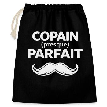 Copain parfait humour cadeau homme moustache - Sac cadeau 40 x 50 cm - noir - Devant