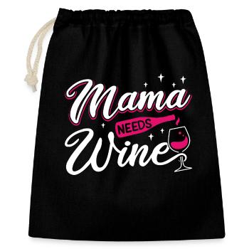 Mama Needs Wine Funny Motherhood Quote Art - Geschenkbeutel aus Baumwolle (40 x 50 cm) - Schwarz - Vorne