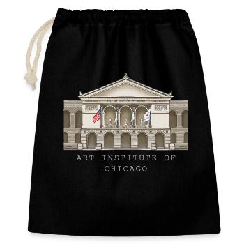 Chicago, handgezeichnetes Kunstmuseum - Geschenkbeutel aus Baumwolle (40 x 50 cm) - Schwarz - Vorne