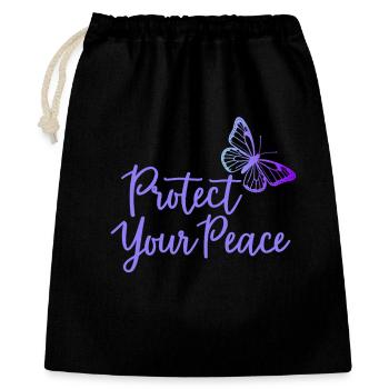 Protégez votre paix papillon paix intérieure - Sac cadeau 40 x 50 cm - noir - Devant