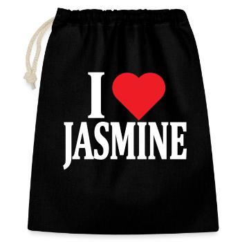 t-shirt J’aime Jasmine idée cadeau t-shirt - Sac cadeau 40 x 50 cm - noir - Devant