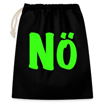 Nö in Neongrün - Nope - Nein - Null Bock - Geschenkbeutel aus Baumwolle (40 x 50 cm) - Schwarz - Vorne