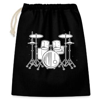Drum Set Zeichnung - Geschenkbeutel aus Baumwolle (40 x 50 cm) - Schwarz - Vorne