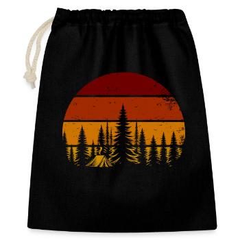 Coucher de soleil rétro dans la forêt – Ambiance camping - Sac cadeau 40 x 50 cm - noir - Devant