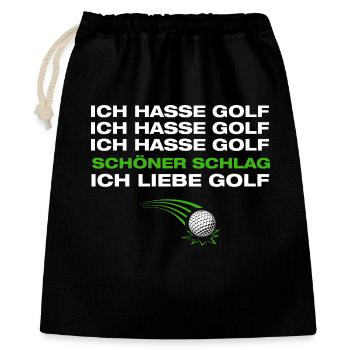Ich liebe Golf Golfer Golfen - Geschenkbeutel aus Baumwolle (40 x 50 cm) - Schwarz - Vorne