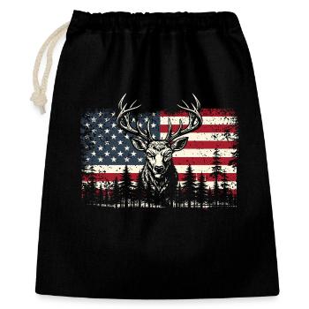 Cerf avec drapeau américain chasse en plein air fierté - Sac cadeau 40 x 50 cm - noir - Devant