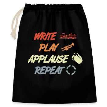 Write Play Applause Repeat - Geschenkbeutel aus Baumwolle (40 x 50 cm) - Schwarz - Vorne