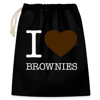 I LOVE BROWNIES - Geschenkbeutel aus Baumwolle (40 x 50 cm) - Schwarz - Vorne