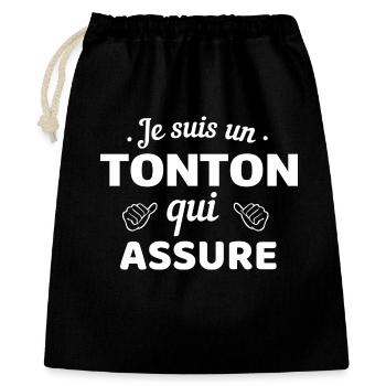 T-shirt Humor Tonton Confidence - Sac cadeau 40 x 50 cm - noir - Devant