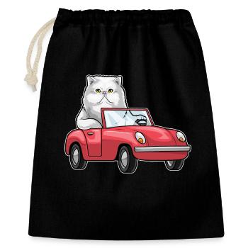 Persische Katze Auto - Geschenkbeutel aus Baumwolle (40 x 50 cm) - Schwarz - Vorne