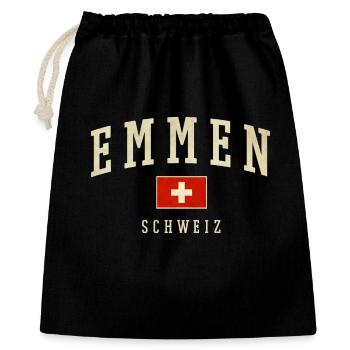 Emmen Suisse, motif avec drapeau - Sac cadeau 40 x 50 cm - noir - Devant