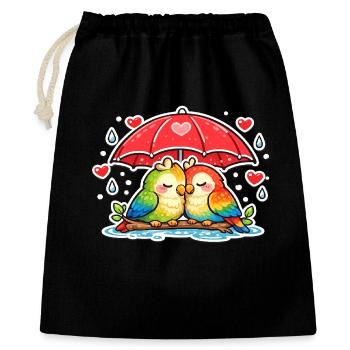 Couple of hearts under umbrella parrot - Gift Bag 40 x 50 cm - black - Front