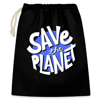sauvez la planète, planète terre, save the planet - Sac cadeau 40 x 50 cm - noir - Devant