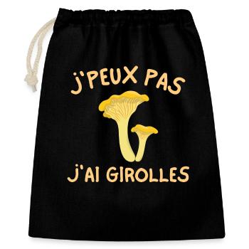 girolles, champignon, ramasseur de champignons - Sac cadeau 40 x 50 cm - noir - Devant