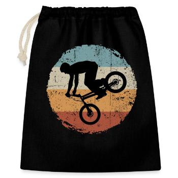 BMX Silhouette Retro Sonnenuntergang - Geschenkbeutel aus Baumwolle (40 x 50 cm) - Schwarz - Vorne