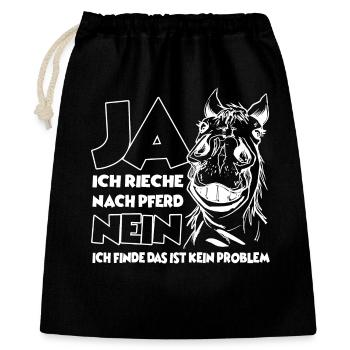 Reitsachen für Pferde Mädl Reiterin Stall - Geschenkbeutel aus Baumwolle (40 x 50 cm) - Schwarz - Vorne