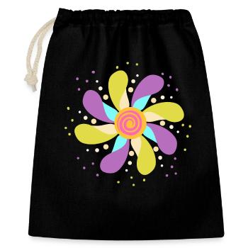 Bunte psychedelische Blume - Geschenkbeutel aus Baumwolle (40 x 50 cm) - Schwarz - Vorne