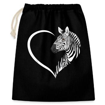 Silhouette de cœur de zèbre - Sac cadeau 40 x 50 cm - noir - Devant