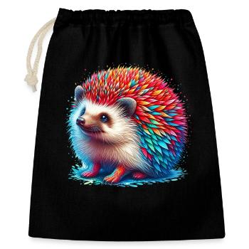 Igel - Geschenkbeutel aus Baumwolle (40 x 50 cm) - Schwarz - Vorne