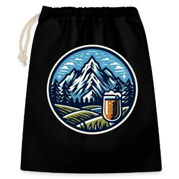 Berg und Bier Naturmotiv - Geschenkbeutel aus Baumwolle (40 x 50 cm) - Schwarz - Vorne