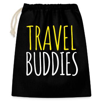 Travel Buddies  - Geschenkbeutel aus Baumwolle (40 x 50 cm) - Schwarz - Vorne