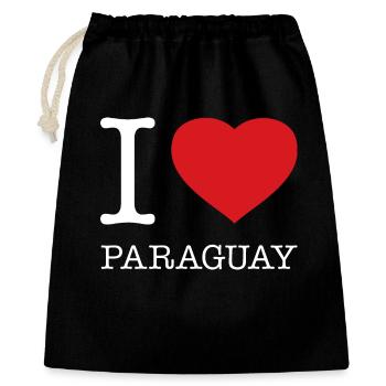 I LOVE PARAGUAY - Geschenkbeutel aus Baumwolle (40 x 50 cm) - Schwarz - Vorne