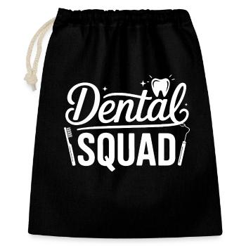 Dental Squad Logo Shirt – Zahnhelden - Geschenkbeutel aus Baumwolle (40 x 50 cm) - Schwarz - Vorne
