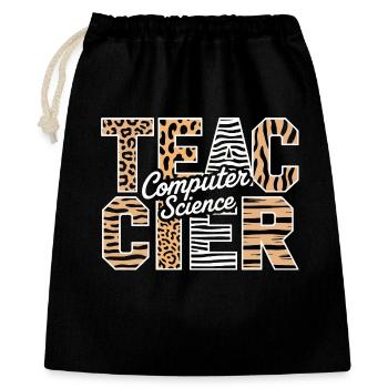 Computer Science Teacher Animal Pattern Style - Gift Bag 40 x 50 cm - black - Front