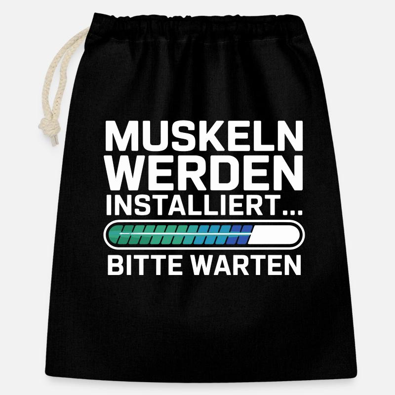 Muskeln Werden Installiert Bitte Warten Lustiger - Geschenkbeutel aus Baumwolle (40 x 50 cm) - Schwarz