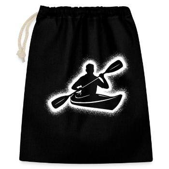 Kanu Paddelboot Herren Kinder Kajak - Geschenkbeutel aus Baumwolle (40 x 50 cm) - Schwarz - Vorne
