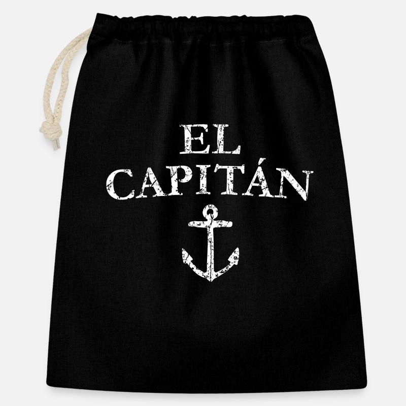 El Capitan Anchor (Vintage White) Captain Sailing - Sac cadeau 40 x 50 cm - noir