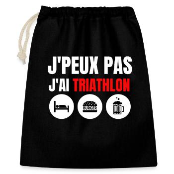 triathlon, triathlon sport, triathlon humour - Sac cadeau 40 x 50 cm - noir - Devant
