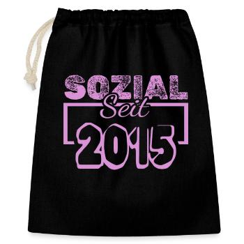 Sozial Seit 2013 Pink - Geschenkbeutel aus Baumwolle (40 x 50 cm) - Schwarz - Vorne