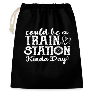 Train Station Day Typography - Gift Bag 40 x 50 cm - black - Front