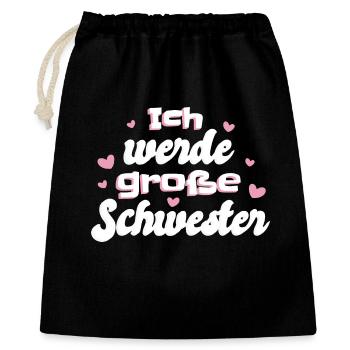 Liebevolle Schwester Botschaft - Geschenkbeutel aus Baumwolle (40 x 50 cm) - Schwarz - Vorne