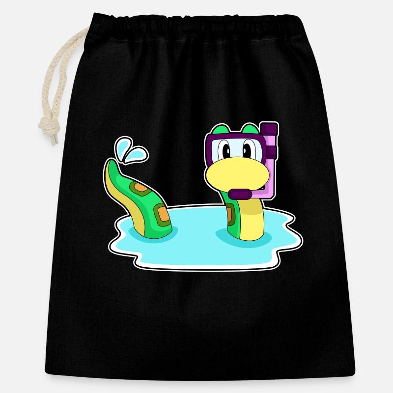 Snake Diver Snorkel Diving - Gift Bag 40 x 50 cm - black