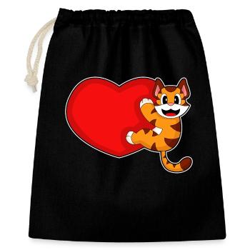 Tiger Herz - Geschenkbeutel aus Baumwolle (40 x 50 cm) - Schwarz - Vorne