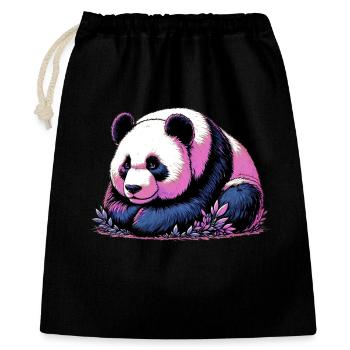 Panda - Geschenkbeutel aus Baumwolle (40 x 50 cm) - Schwarz - Vorne
