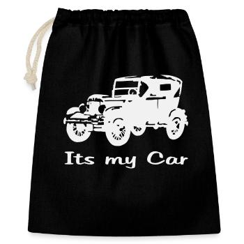 Oldtimer Motiv mit Schrift - Geschenkbeutel aus Baumwolle (40 x 50 cm) - Schwarz - Vorne