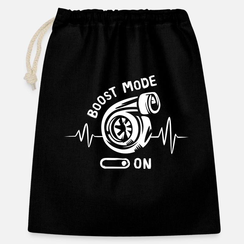 boost mode on - Herzschlag Tuning und Autos - Geschenkbeutel aus Baumwolle (40 x 50 cm) - Schwarz