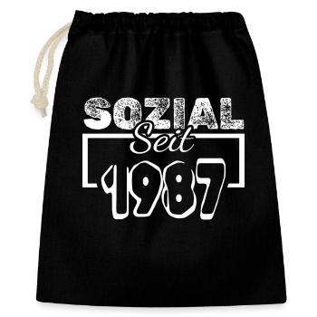 Sozial 1987 - Geschenkbeutel aus Baumwolle (40 x 50 cm) - Schwarz - Vorne