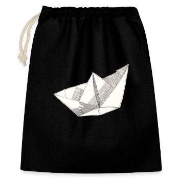 Papierschiff - Geschenkbeutel aus Baumwolle (40 x 50 cm) - Schwarz - Vorne