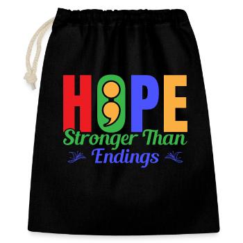 Semicolon Suicide Prevention Hope Stronger Semi - Gift Bag 40 x 50 cm - black - Front