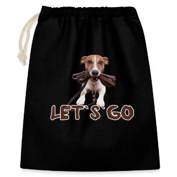 Lets Go Hund – Abenteuerlicher Spaziergang - Geschenkbeutel aus Baumwolle (40 x 50 cm) - Schwarz - Vorne