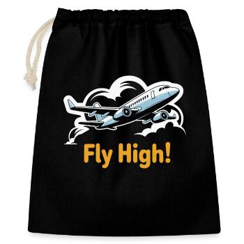 Jet dans le ciel illustration voler haut - Sac cadeau 40 x 50 cm - noir - Devant