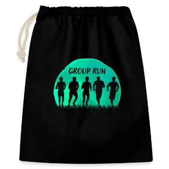 Course de groupe Course de groupe en équipe avec de l’herbe et de la lune - Sac cadeau 40 x 50 cm - noir - Devant