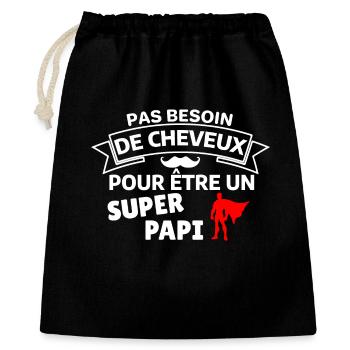 Humour capillaire super héros paternité - Sac cadeau 40 x 50 cm - noir - Devant