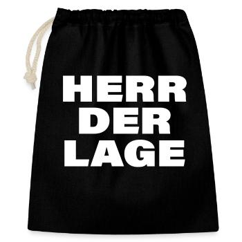 HERR DER LAGE - Geschenkbeutel aus Baumwolle (40 x 50 cm) - Schwarz - Vorne
